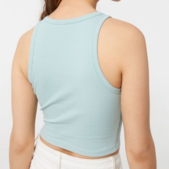 Ardene - Tank Top Racer Back Crew Neck Green Ribbed Cropped Bodycon Athlesiure - Picture 2 of 8